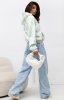 Bluza damska z kapturem – pistacjowa w kwiaty Kangaroo-2